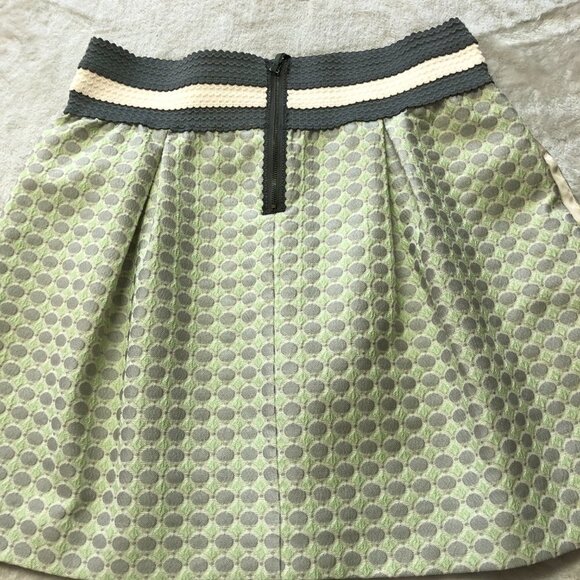 NWOT Anthropologie Maeve Jacquard Gray Green Pleated Flare Seren Skirt Size Lge - Picture 4 of 11